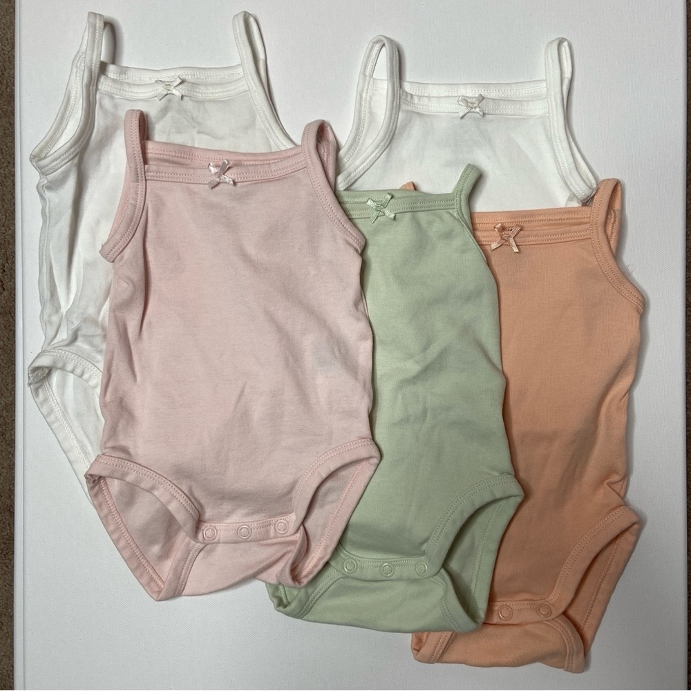 H&M 5-pack Cotton Baby Bodysuit Set - Pink, Green, Orange, White